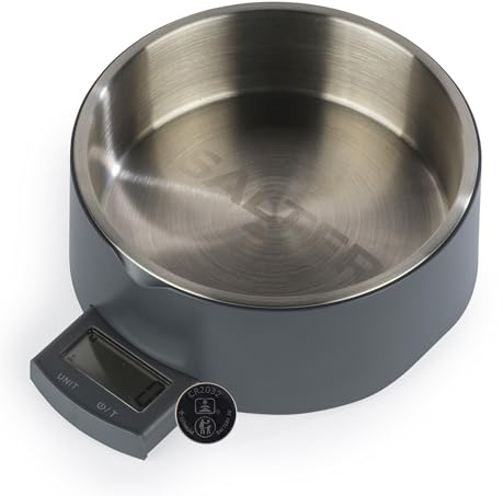 Salter Digital Pet Food Scale 5 Kg With Bowl | Stainless Steel Bowl, Pull-Out LCD Display, Tare Function, Measures Dry Food, Wet Food And Liquids, Grey Finish