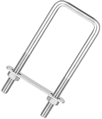 Unifizz Vierkant-U-Bolzen, 2er-Set, 304 Edelstahl, M8, U-Bolzen, 45 mm Innenbreite 120 mm Länge, mit Muttern und Rahmenplatte für Autos, Boote, Anhänger