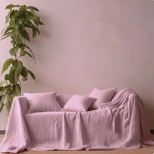L'Emporio Casa Toalla para Sofá y Cama de Tela Gruesa y Robusta de Algodón de Panamá 160X260-260x280-360x280 Tamaños Maxi Sábana Cubre Todo de Algodón Granfoulard Fabricado en Italia (Rosa, 360x280)