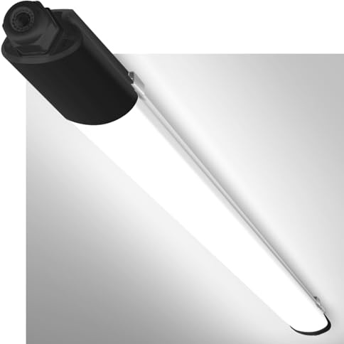 zemty Feuchtraumleuchte LED Röhre 120CM, 3000K/4000K/6500K 36W 3960LM LED Deckenleuchte, IP65 Wasserfest Schwarz Lichtleiste für Kellerlampe, Werkstattlampe, Küchenlampe, Badlampe