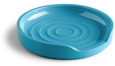 Zeal Circular Spoon Rest, Melamine Spoon Holder for Kitchen Worktops, Utensil Rest & Tea Bag Tidy Dish, 12cm (Aqua Blue)