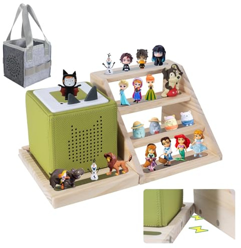 Givilio Tonie Shelf Magnetic Ladders,for Tonie Figures Wall Shelves,for Toniebox Shelf Audio Toy Figurine Holder Organizer, Compatible Charging Station, with a Carrying case
