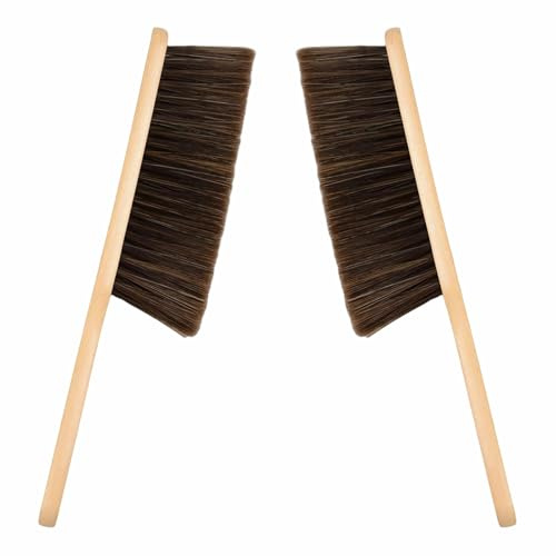 2 Pezzi Spazzola per la polvere Spazzole Morbida con Manico in Legno Spazzola per la Pulizia per Bancone Letto Divano Auto Camino