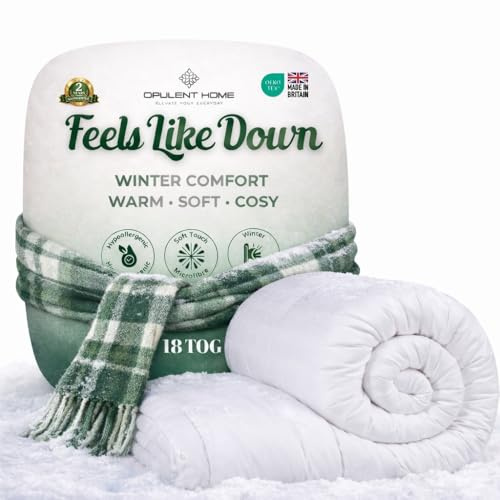 Opulent Home 18 Tog Extreme Warmth Duvet – Double (200x200cm) – Heavyweight Winter Quilt with Soft Microfibre Cover, Hypoallergenic & Machine Washable – Ultra Warm Thick Duvet for Cold Nights