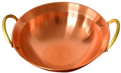 Fxzqgnh Pentola wok multifunzionale in rame con doppi manici per cucina, riunioni di famiglia, campeggio e feste, multicolore, 30 cm