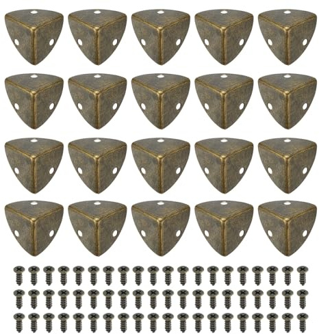 QUARKZMAN 20 Stück Metall Kantenschutz 23mm Deko Boxenecken Abdeckung Möbelkantenschutz Mit Montageschrauben Bronze