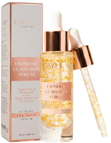 L'AYLLA Exosome Glass Skin Serum – Anti-Aging Gesichtsserum mit Goji-Exosomen, Pflanzlichen Stammzellen, Hyaluronsäure & 24K Gold für Ultra Glow & Zell-Reparatur