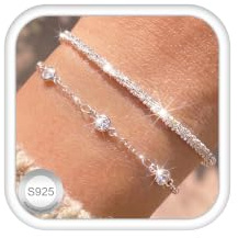 LOLIAS Armband Silber 925 Damen Verstellbar Doppelreihig mit Zirkonia | Versilbertes Silber Armband mit Zirkonia, herz, kleeblatt, kreuz verstellbare Kette, charm Stil, Geschenk für Damen
