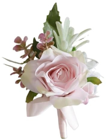 Fästblomma, 3 stycken, beige, boutonnörer, blommor, siden, vit, korsett, knapphål, best man, boutonniere för män, bröllopstillbehör (boutonniere H)