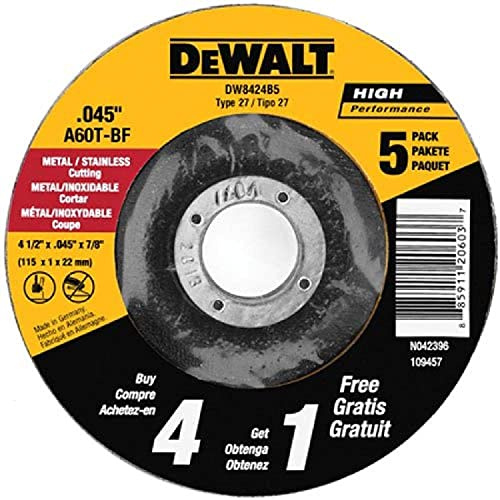 DEWALT Disco da taglio, multiuso, 10,5 cm, confezione da 5 (DW8424B5)