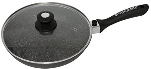 Schumann Professionnel - Poêle Moove Revêtement en Pierre - Compatible Tous feux dont Induction - Fonte d'Aluminium - Manche Amovible en Silicone - Couvercle Inclus - 28cm