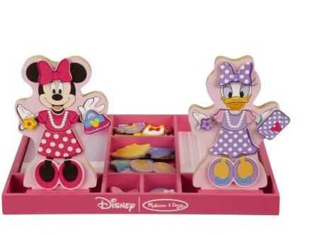Melissa & Doug Disney Minnie Maus und Daisy Duck Magnetische Verkleidungspuppe aus Holz (40+ Stück) Minnie Mouse Spielzeug, Disney Dress Up Puppen für Vorschüler und Kinder ab 3 Jahren