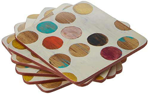 KitchenCraft CreativeTops Retro Spots Untersetzer Gläser, Platzdeckchen Set, Glasuntersetzer mit gepunktetem Design, 6 Premium Untersetzer Platzdecken, Bierdeckel für Gläser und Tassen, 8 x 8 cm