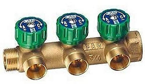 3835 34 Colector de latón 3/43 vías CRcon topes manuales FAR