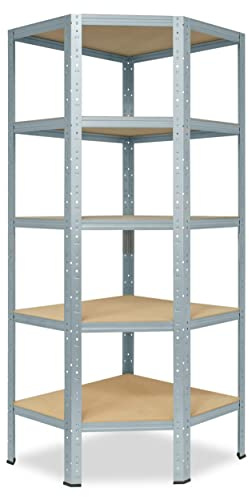 shelfplaza Home 200x70x45 cm Eckregal verzinkt mit 5 Böden | Kellerregal · Lagerregal · Metallregal · Regale für Kellerraum · Steckregal · Abstellraum Regal