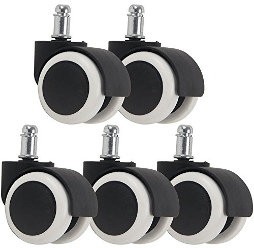 Charles Jacobs 45mm Black & White Office Chair Castor Wheels - Set of 5