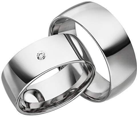 JC Trauringe 2 x Eheringe 925 Silber PAARPREIS inkl. Diamant und Gravur Ehe-ringe Verlobungs-ringe Brillant Heiraten Wedding Rings Partnerringe Platin Gold Weißgold S068