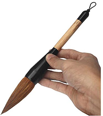 Pennello per scrittura cinese, grande, per calligrafia cinese, disegno Sumi, acquerello Kanji, marrone