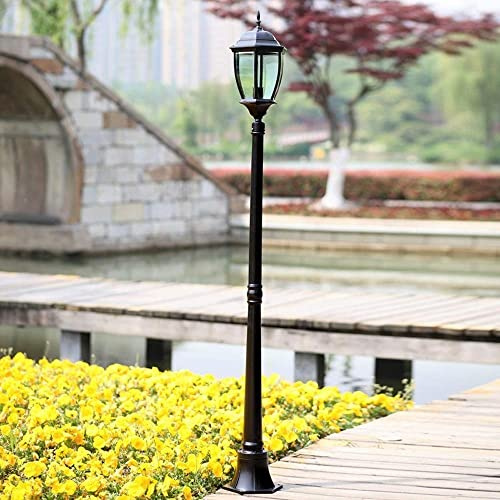 XMFXIAO 180cm European Lantern Glass Outdoor Column Light Tradition Antique Aluminum Waterproof Street Post Light E27 Decoration Bollard Lamp Garden Lawn Landscape Floor Lamp