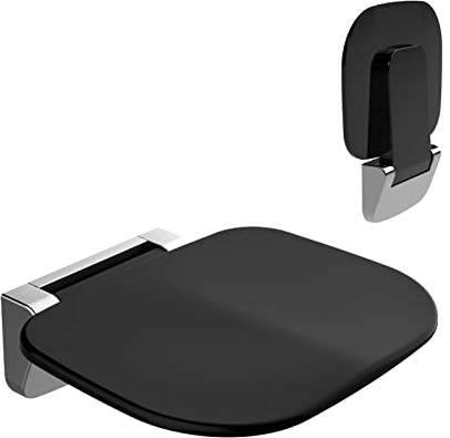 Heuffe Asiento de Ducha Ultradelgado Ergonómico Plegable de Pared - 180kg Capacidad Antideslizante, para Adultos Mayores y Discapacitados, Negro