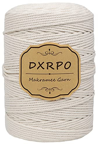 DXRPO Macrame Corda 3 mm x 300 m, macramè Filo Naturale, Macrame Corda per Appendiabiti per Fiori in Macrame, DIY Knitting Craft, Home Decor Camera da Letto e Decorazioni Nuziali (Beige)