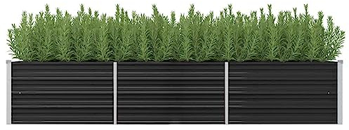 ZEYUAN Garten-Hochbeet, Pflanzkübel, Kräuterbeet, Hochbeete-kit, Pflanztrog, Vertikalbeet, Pflanzgefäße, Pflanzencontainer, Anthrazit 240 x 80 x 45 cm Verzinkter Stahl