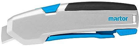 MARTOR Sicherheitsmesser Mit Klingeneinzug und kurzer Trapezklinge, SECUPRO 625, Profi Cuttermesser, Aluminium, Rechts- & Linkshänder