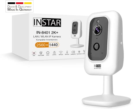 INSTAR IN-8401 2K+ Blanco - Cámara de vigilancia LAN/WLAN con IA (AI) - Cámara IP - WPA3 - WiFi de 2,4 y 5 GHz - Audio - PIR - Visión Nocturna - Leds Invisibles de 940 NM - HomeKit - MQTT