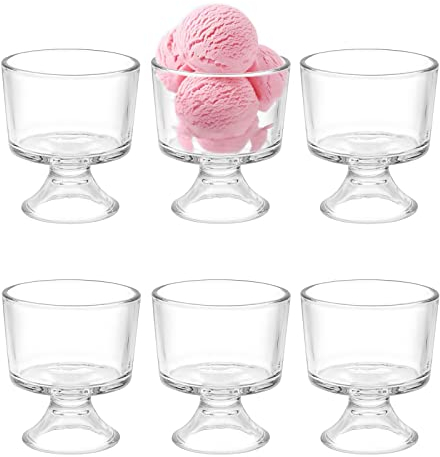 OLegei 6pcs Coupes à glace en verre coupes à dessert bols à crème glacée bols à glace pour le restaurant, la cuisine, la fête (300ml)
