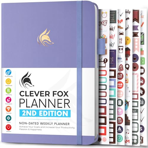 Clever Fox Planner 2nd Edition – Colored Weekly & Monthly Goal Setting Planner, Habit Trackers, Time Management and Productivity Organizer, Gratitude Journal, Undated, A5, Lasts 1 Year (Lavender, A5