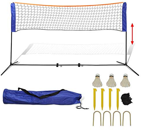 Homgoday Badmintonnetz Set mit Federbällen 300x155cm