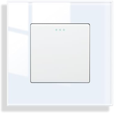 JIMEIDA strömbrytare vit infälld 1 fack 1 väg glas strömbrytare knapp strömbrytare väggströmbrytare kristall vippströmbrytare 86 x 86 mm, 10 ampere, 250 V