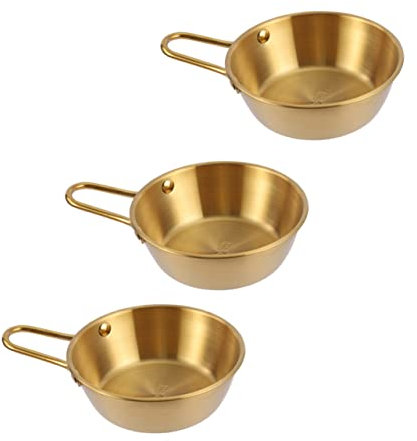 IMIKEYA 3pcs Korean Rice Wine Bowls Gold Decorative Serving Bowls Stainless Steel for Hot Soup