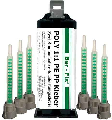 Ber-Fix 2K Poly Spezialkleber 50g + 6 Mischdüsen PE PP HDPE primerlos 50g | 2K Poly Spezialkleber 50g + 6 Mischdüsen PE PP HDPE primerlos 50g: Spezialist für PE