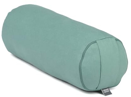Bodhi Yoga Mini Bolster ECO | Ø 14 cm | 100% Bio-Baumwolle | Nackenrolle mit Buchweizenschalen | Yogabolster mit abnehmbarem und waschbarem Bezug | Yogarolle für Meditation | Mineral Blue