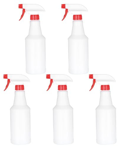 PATIKIL 500ml/16oz Plastic Spray Bottles, 5pcs Adjustable Nozzle Leak Proof Empty Water Mist Stream Sprayer for Cleaning Solutions Plants Hair, Red