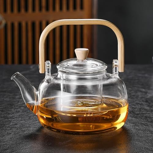 YUEMING Tetera de Cristal 1000ml Con Infusor Extraíble, Para Té Negro, Verde, de Frutas, Perfumado y Suelto