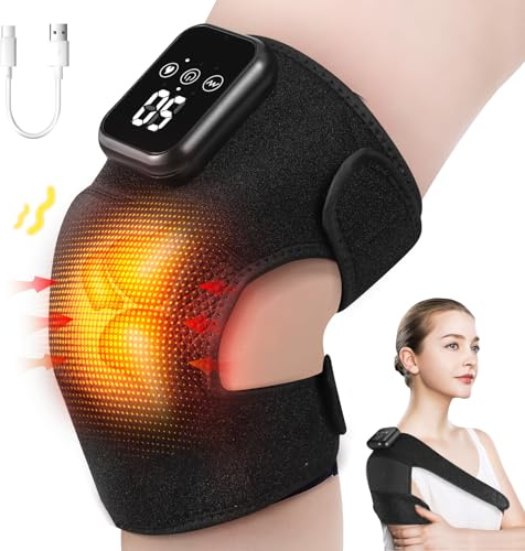 HuuppHip Massage Heated Knee Massager, Rechargeable Heated and Vibration Knee Massager