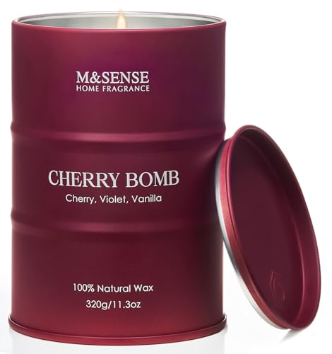 M&SENSE Cherry Bomb Scented Candles Gifts for Women Long Burning, 11.3 oz 70 Hours Candle Scents for Relaxation, Sweet Aromatherapy Candles, Soy Candles Strong for Home Scented