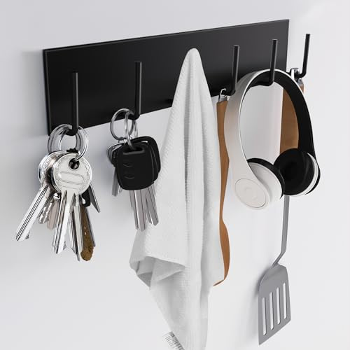 Support mural magnétique pour clés avec 6 crochets pour porte d'entrée en métal, porte-ustensiles magnétique pour réfrigérateur, crochet de suspension magnétique puissant pour accrocher un sac à main