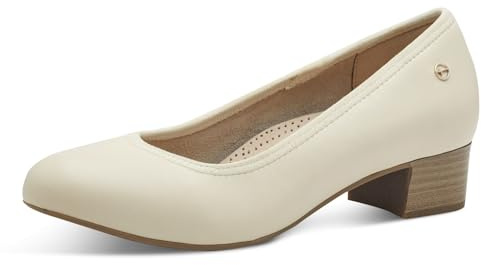 Tamaris Comfort Damen Pumps aus Leder Kleiner Absatz, Beige (Ivory), 39 EU