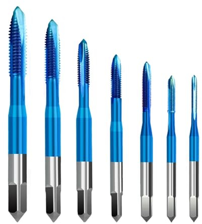 FUYUMIC 5 STK/10 STK M2-M6 Blau beschichteter Gewindebohrer Schnellarbeitsstahl Gewindebohrer Gewindebohrer mit geradem Schaft(M12x1.75,10PCS)