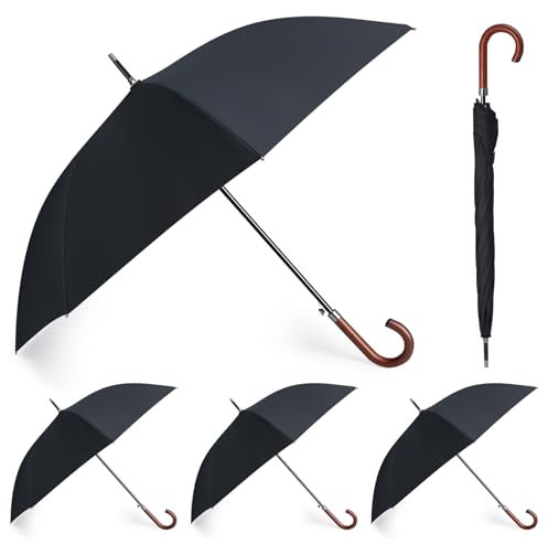 Silkfly 4 Pcs 48 Inch Auto Open Stick Umbrella, Black