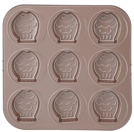 Plateau à Muffins 9 Tasses, Moule à Cupcakes en Forme D'animal Mignon, Moule à Muffins Antiadhésif, étui de Cuisson Réutilisable pour Cupcakes ou Chocolat (Poisson)