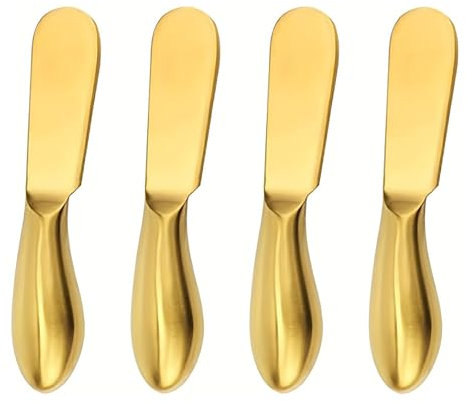 Qinlenyan Épandeur de beurre à fromage en acier inoxydable facile à nettoyer - Pour petit-déjeuner doré - Couteau à beurre multifonction pour condimets, fromage, beurre - 4 pièces