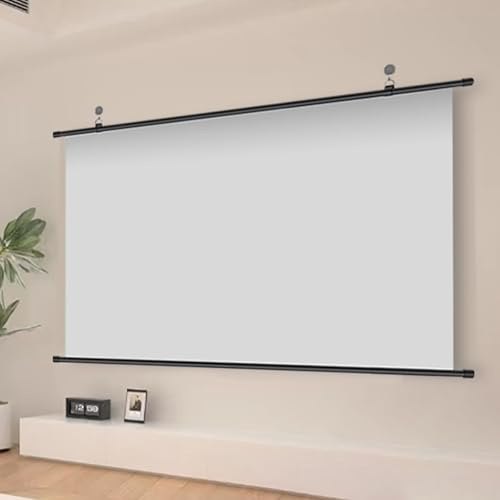 Ecran Videoprojecteur, Ecran de Projection pour mur et plafond, Écran de Projecteur Rétractable Noir, Écran En Tissu Pour Projecteur De Cinéma Maison, Sans Plis,Pour Soirée Cinéma Maison(White fibergl