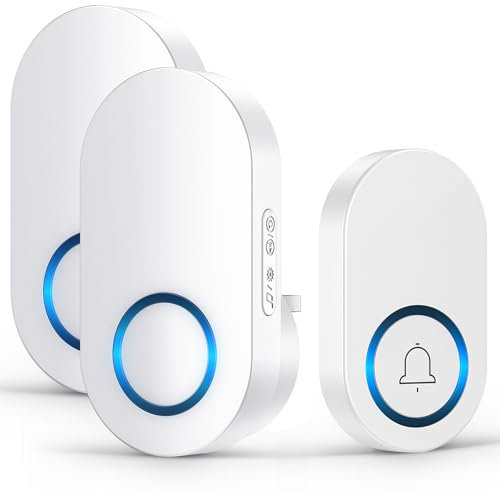 Vexloria Wireless Doorbell with Receiver, 150M Long Range Door Bells Battery Operated, Door Chime kit with 60 Melodies, 4 Volume Levels, LED Flash-White