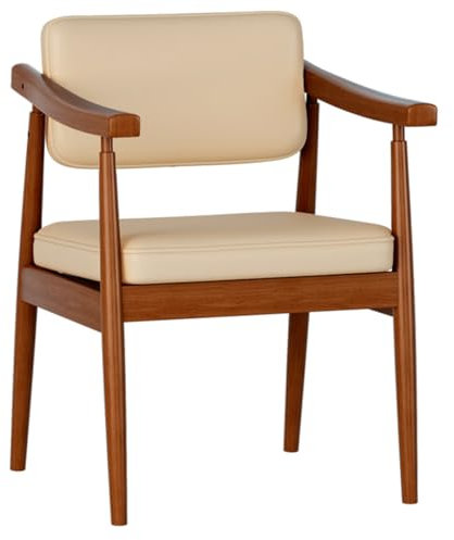 GIZNXBA Esszimmerstühle Mit Armlehne Küchenstuhl Holz Polsterstuhl Esszimmer Ledersessel Akzentstuhl Moderner Küche Wohnzimmerstuhl Leder Für Empfang, Küche, Schreibtisch(/Khaki,/Walnut)