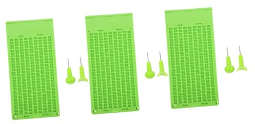 Healeved 3sets Tavoletta Braille Con Punteruolo Per Scrittura Riutilizzabile Per Non Vedenti Penne Portatile