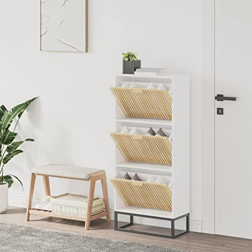 Iiaky Schuhschrank Shoes Cabinet Schuhaufbewahrung Schuhschrank Flur Weiß 52x25x120 cm Holzwerkstoff